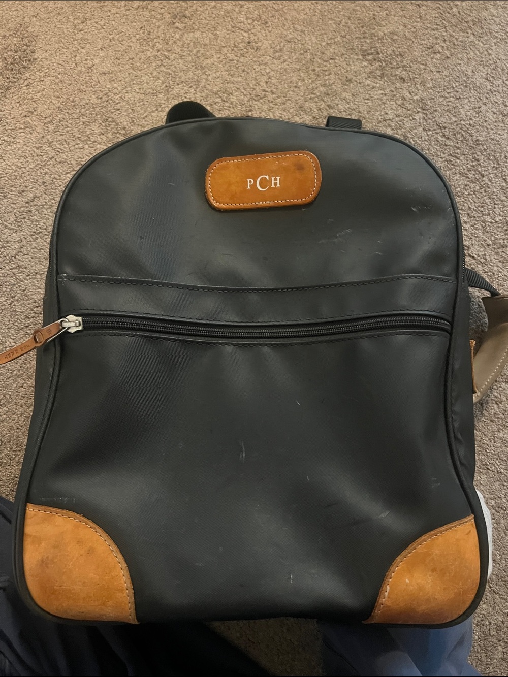 Black Jon Hart Backpack with Tan Suede Accents -